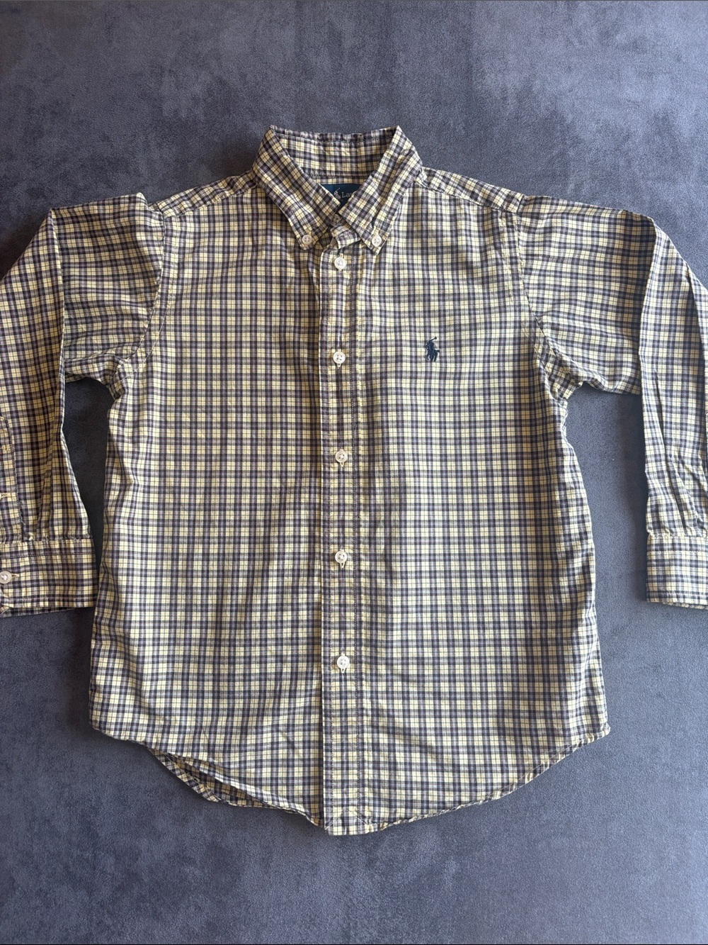 Polo by Ralph‎ Lauren Yellow & Navy Plaid Button-Down Shirt